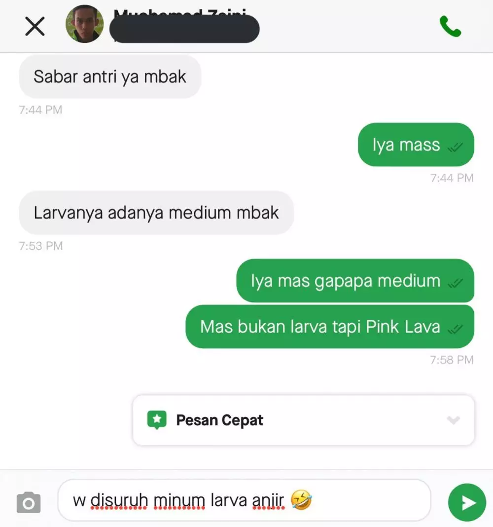 Chat driver ojol antar makanan © Twitter Chat driver ojol antar makanan © Twitter