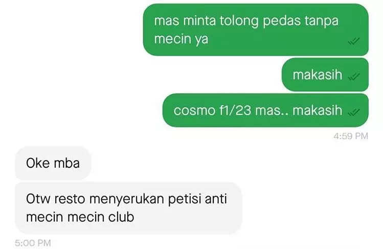 Chat driver ojol antar makanan © Twitter Chat driver ojol antar makanan © Twitter