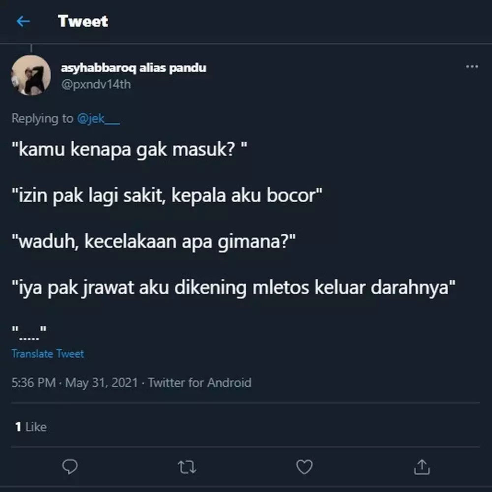 cuitan lucu izin sakit Twitter