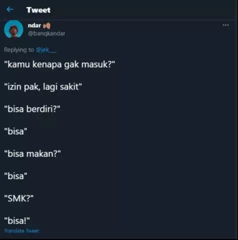 cuitan lucu izin sakit Twitter