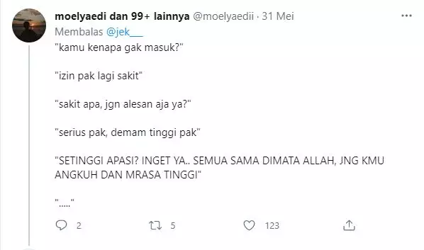 cuitan lucu izin sakit Twitter