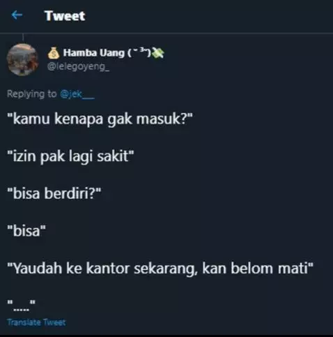 cuitan lucu izin sakit Twitter