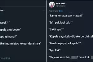 10 Cuitan lucu percakapan izin sakit ini endingnya bikin ngakak