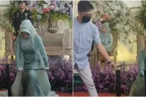 Viral aksi mempelai wanita patahkan besi saat pesta nikah, keren