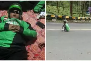 10 Potret lucu driver ojek online saat istirahat, bikin senyum tipis