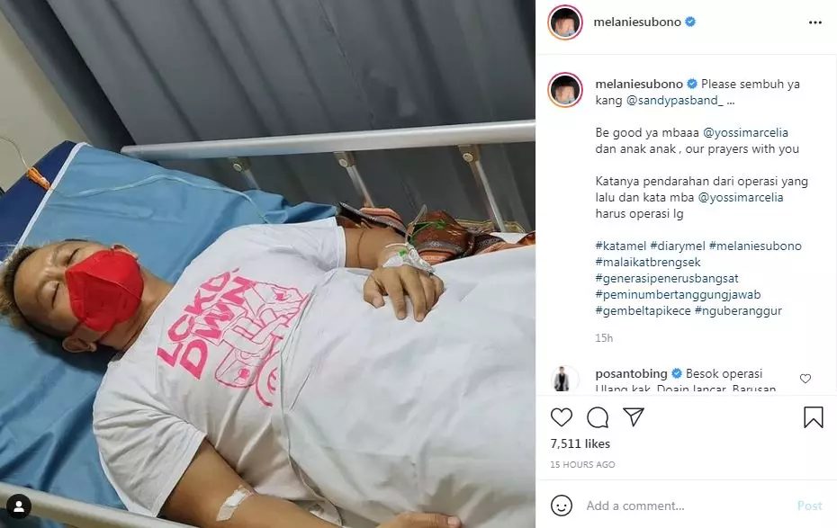 potret kondisi Sandy Pas Band alami pendarahan Instagram