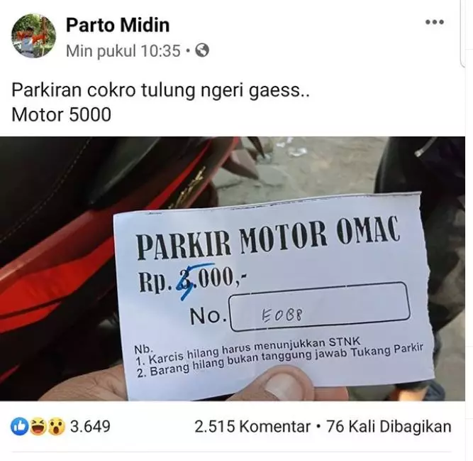 Potret lucu karcis parkir © berbagai sumber Potret lucu karcis parkir © berbagai sumber