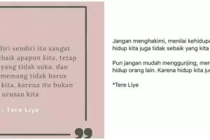 40 Kata-kata bijak dari Tere Liye tentang kehidupan, inspiratif