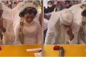 Viral mempelai pria menangis sesenggukan setelah ijab kabul, haru
