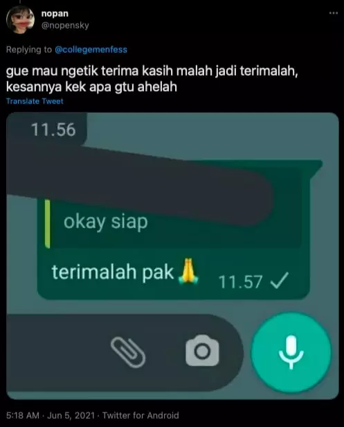 Chat mahasiswa salah ketik © Twitter