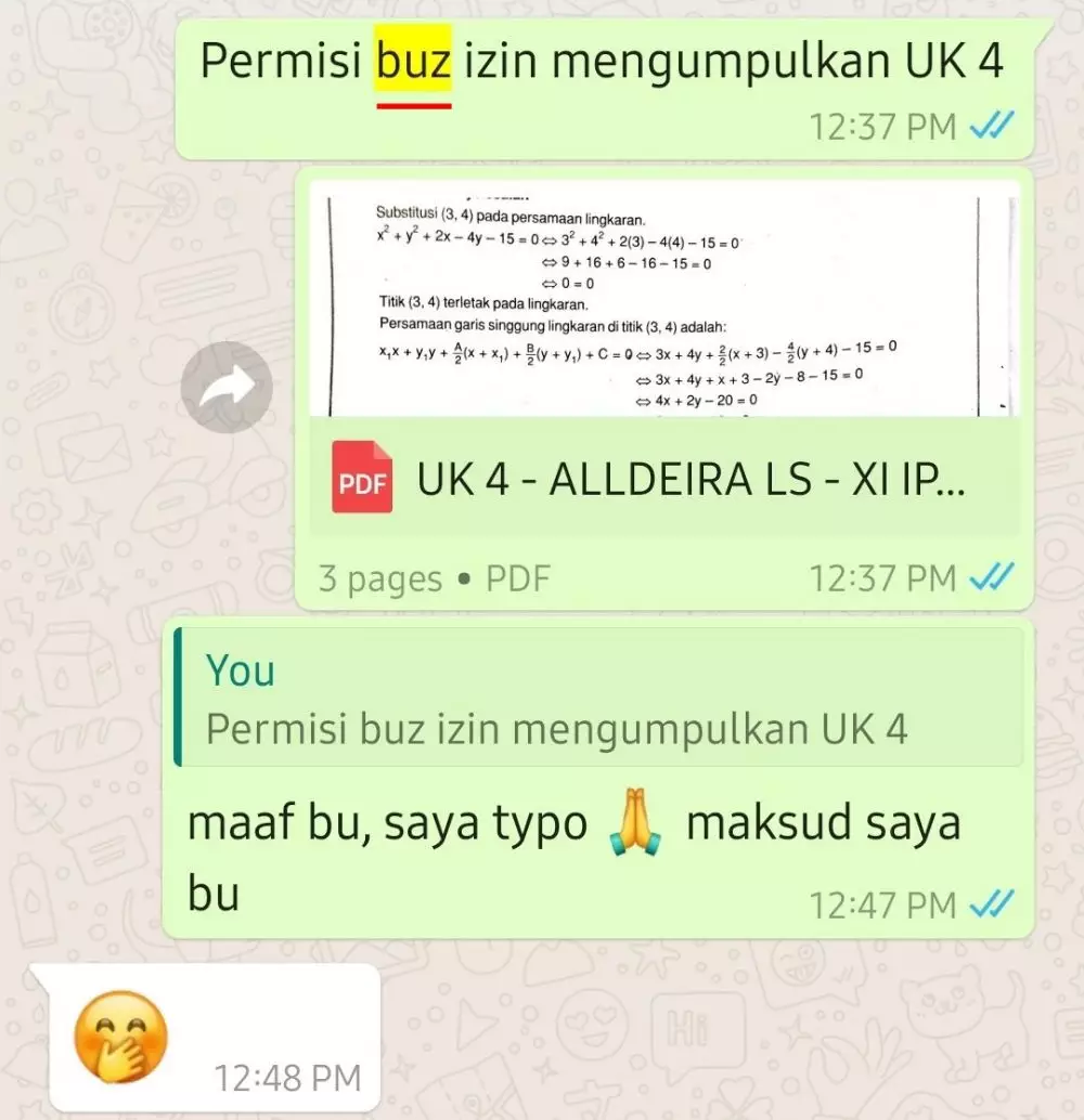 Chat mahasiswa salah ketik © Twitter