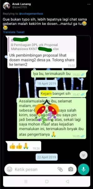 Chat mahasiswa salah ketik © Twitter