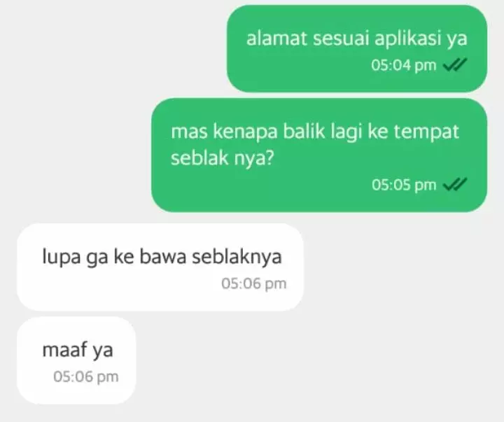 Momen driver ojol lupa bawa orderan © berbagai sumber