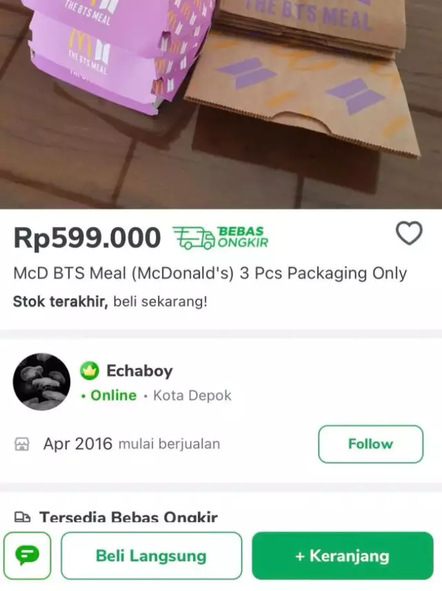 harga online BTS meal © Twitter harga online BTS meal © Twitter