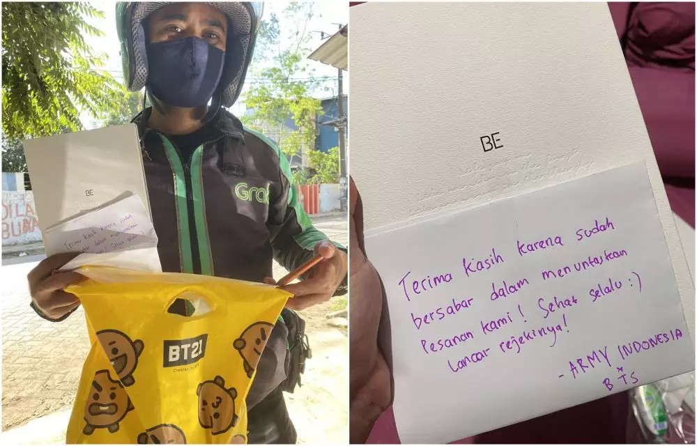 Potret bingkisan dari Army untuk ojol © 2021 brilio.net