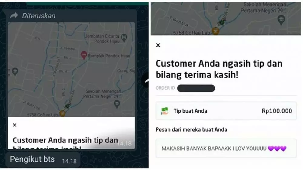 Potret bingkisan dari Army untuk ojol © 2021 brilio.net