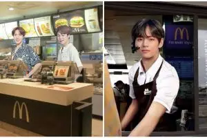 10 Foto editan member BTS jadi pegawai McD, auto borong