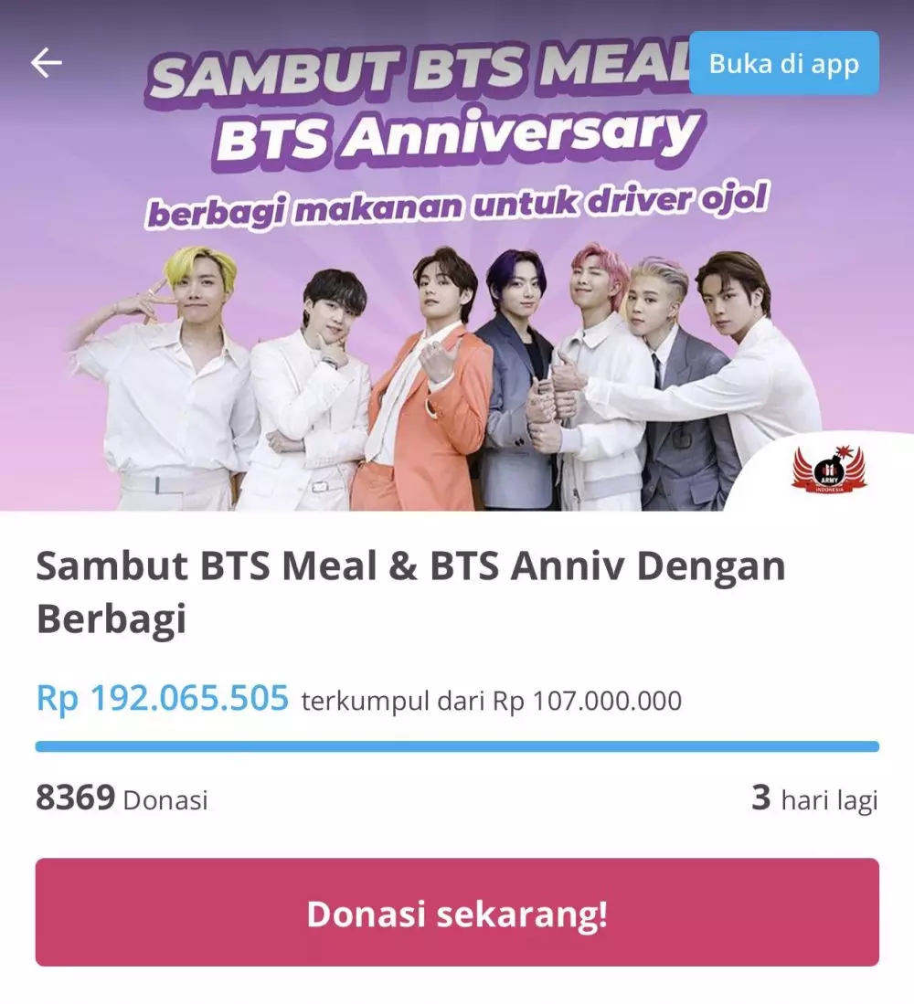 ARMY kumpulkan donasi untuk ojek online dari berbagai sumber