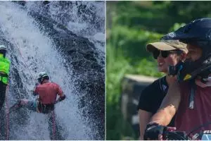 8 Aksi seru Ririn Ekawati & Ibnu Jamil turuni tebing air terjun