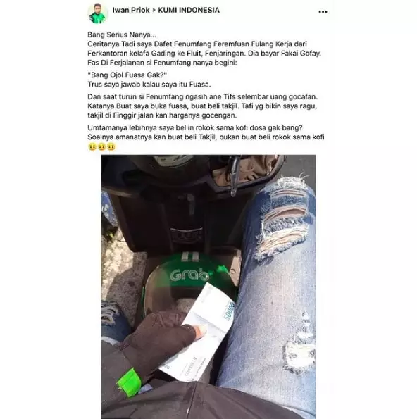 Momen driver ojol dapat uang tip © Instagram Momen driver ojol dapat uang tip © Instagram