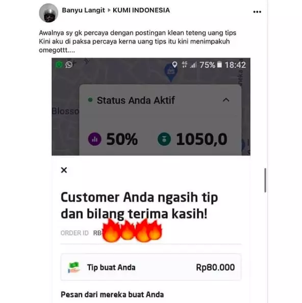 Momen driver ojol dapat uang tip © Instagram Momen driver ojol dapat uang tip © Instagram
