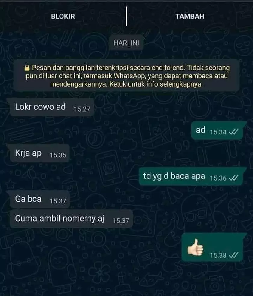 chat lucu nanya lowongan kerja © 2021 instagram.com