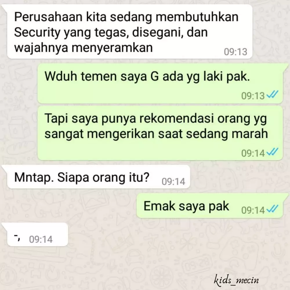 chat lucu nanya lowongan kerja © 2021 instagram.com