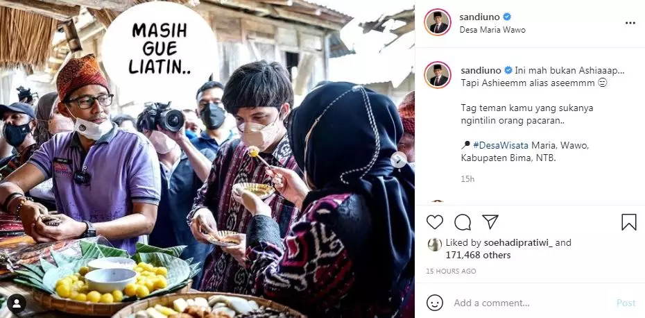 aksi Sandiaga Uno lihat kemesraan Aurel dan Atta Instagram aksi Sandiaga Uno lihat kemesraan Aurel dan Atta Instagram