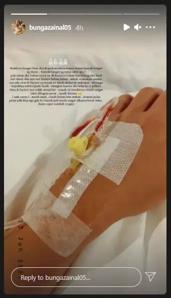 potret kondisi terkini Bunga Zainal Instagram