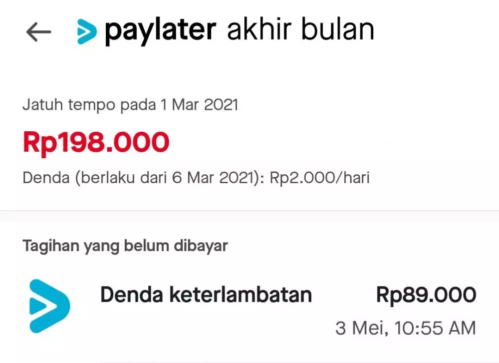 Potret tagihan fitur paylater © berbagai sumber