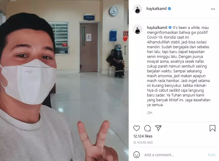 Cerita Haykal Kamil positif Covid-19 Instagram/@haykalkamil  