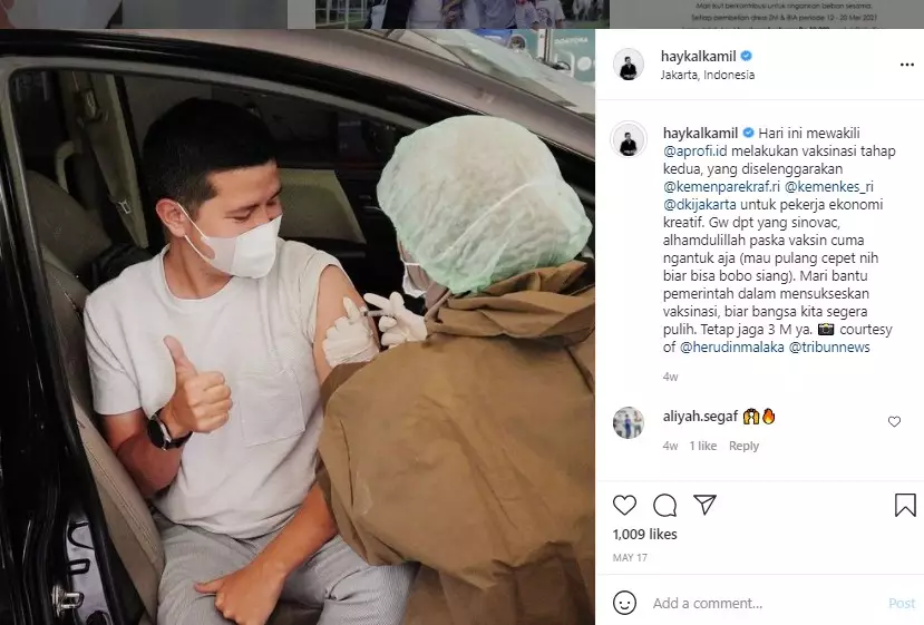 Cerita Haykal Kamil positif Covid-19 Instagram/@haykalkamil  
