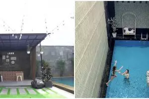 Potret kolam renang 8 presenter cantik, milik Syahnaz Sadiqah ala vila