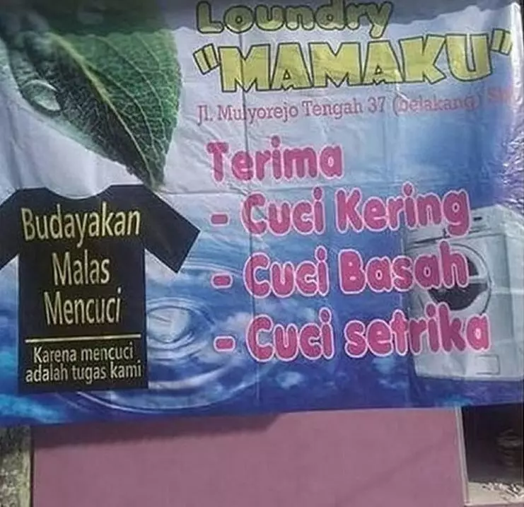Spanduk lucu jasa laundry © berbagai sumber