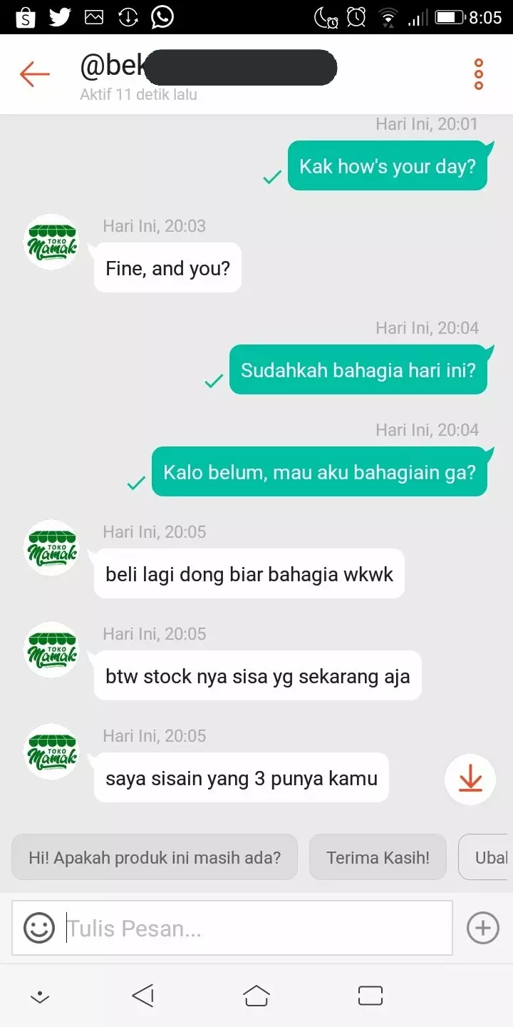 chat lucu gombalin pedagang online shop © 2021 twitter.com