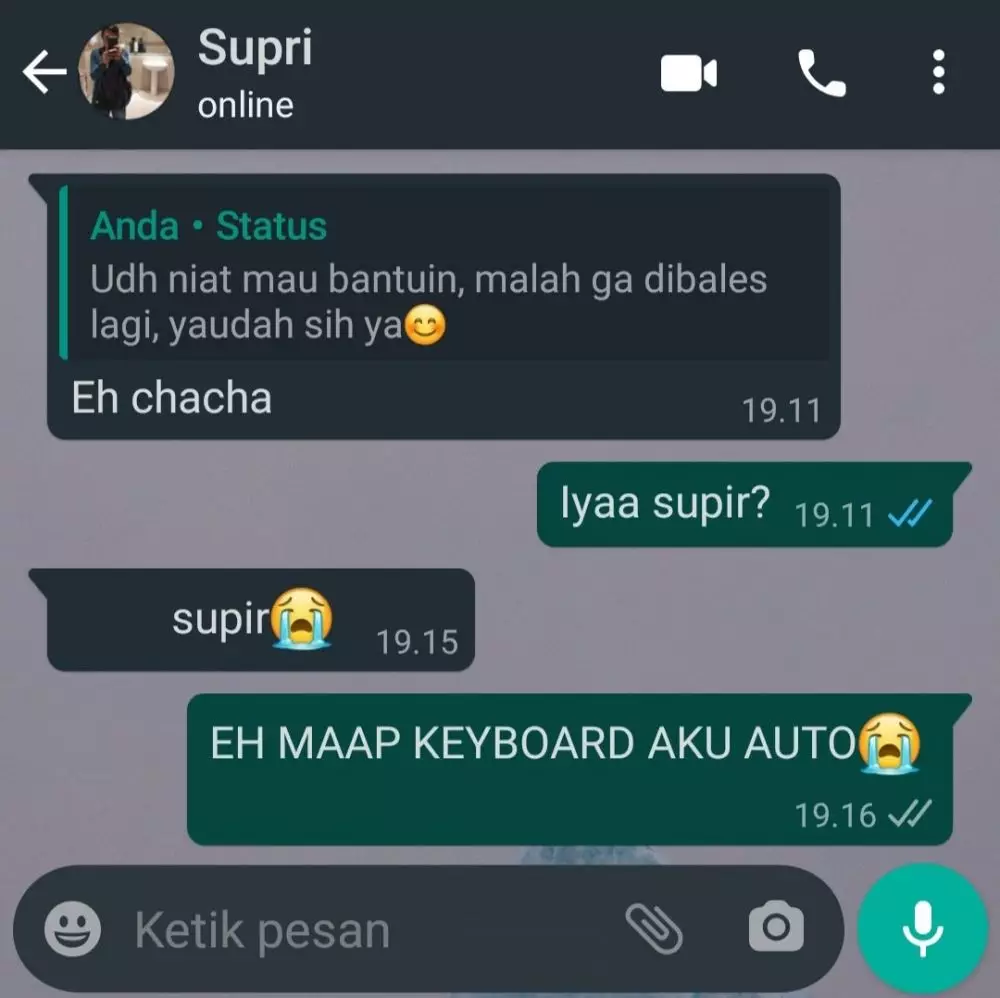 Chat salah ketik ke teman © berbagai sumber