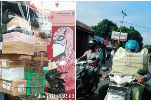 11 Potret lika-liku kurir bawa banyak barang, bikin pengen nyemangatin