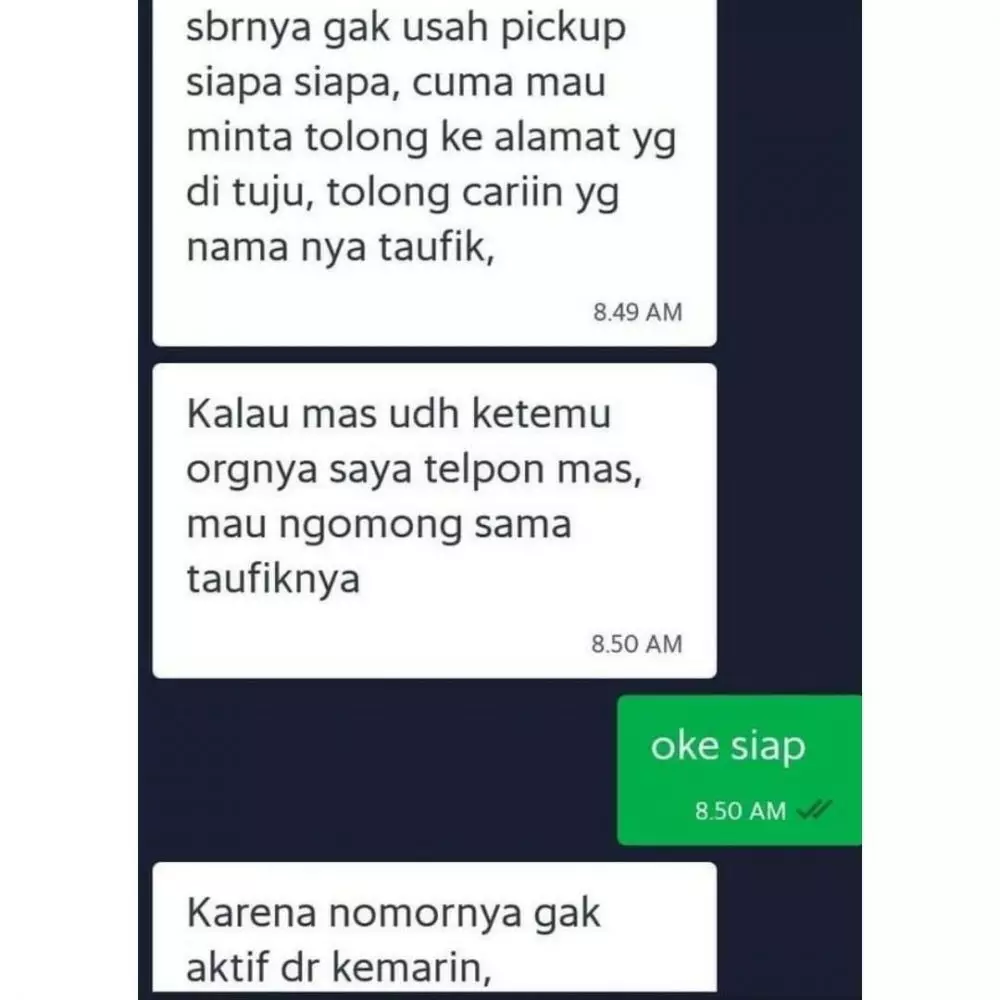 Chat minta tolong ke driver ojol © Instagram