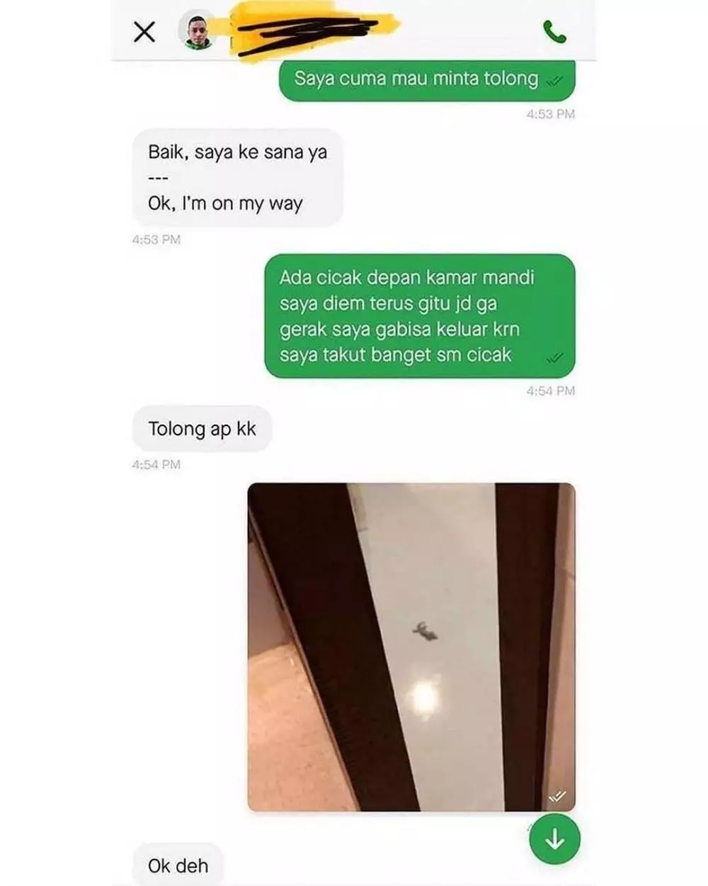 Chat minta tolong ke driver ojol © Instagram