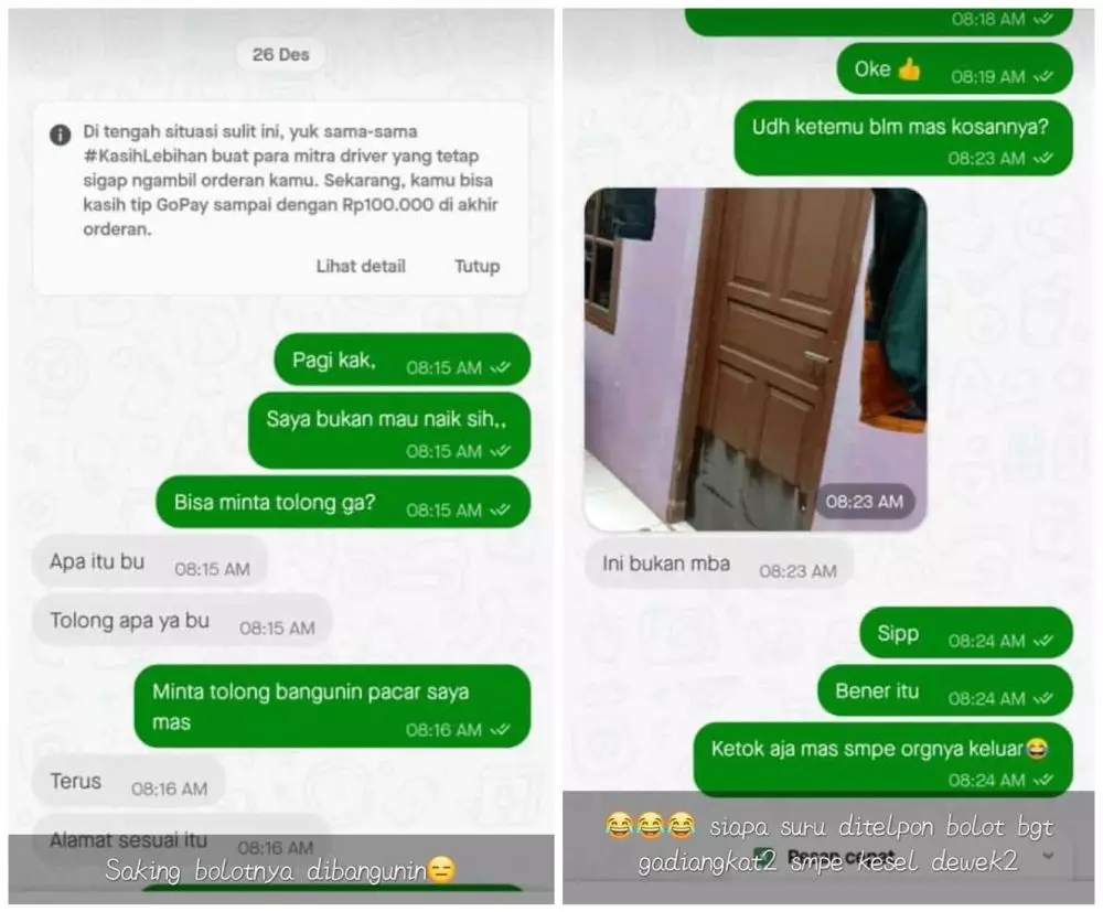 Chat minta tolong ke driver ojol © Instagram