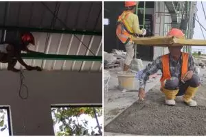 25 Gaya nyeleneh tukang bangunan saat kerja ini bikin senyum lebar