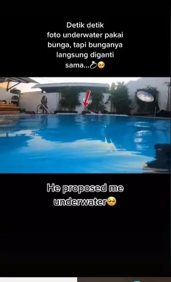 lamaran di dasar kolam renang TikTok