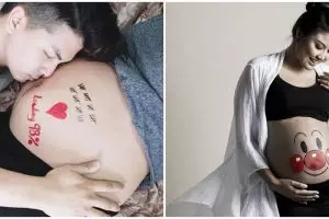 Hamil besar, potret perut 7 seleb digambari ini hasilnya gemas pol