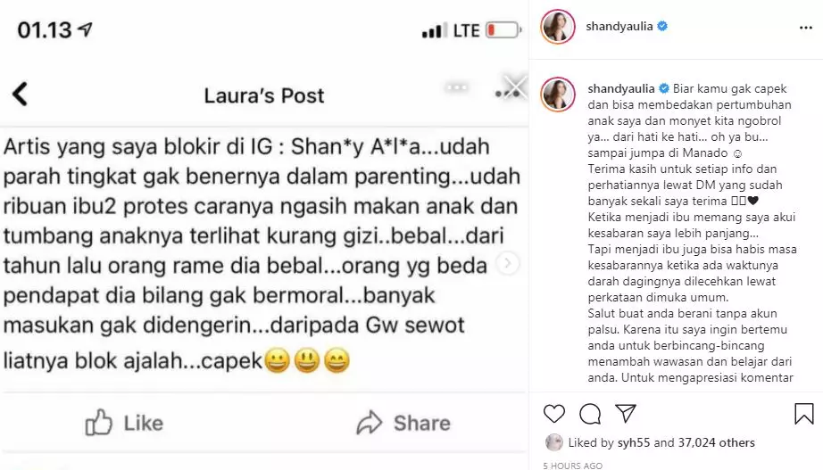 Shandy Aulia geram anak disebut kurang gizi © Instagram