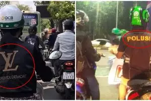 10 Tulisan lucu di baju pengendara motor ini bikin susah nahan tawa