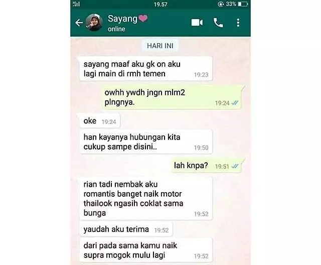 chat lucu bikin marah pacar © 2021 instagram.com