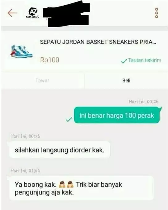 chat lucu jawaban nyeleneh penjual olshop © 2021 instagram.com
