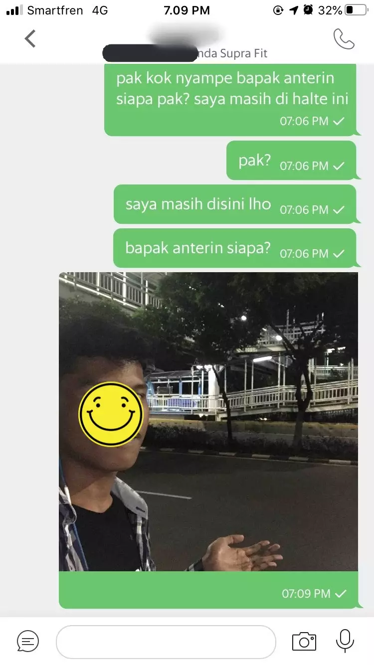 Chat tanya ke pengemudi ojek © Twitter Chat tanya ke pengemudi ojek © Twitter