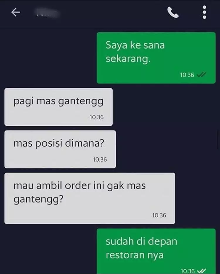 Chat tanya ke pengemudi ojek © Twitter Chat tanya ke pengemudi ojek © Twitter