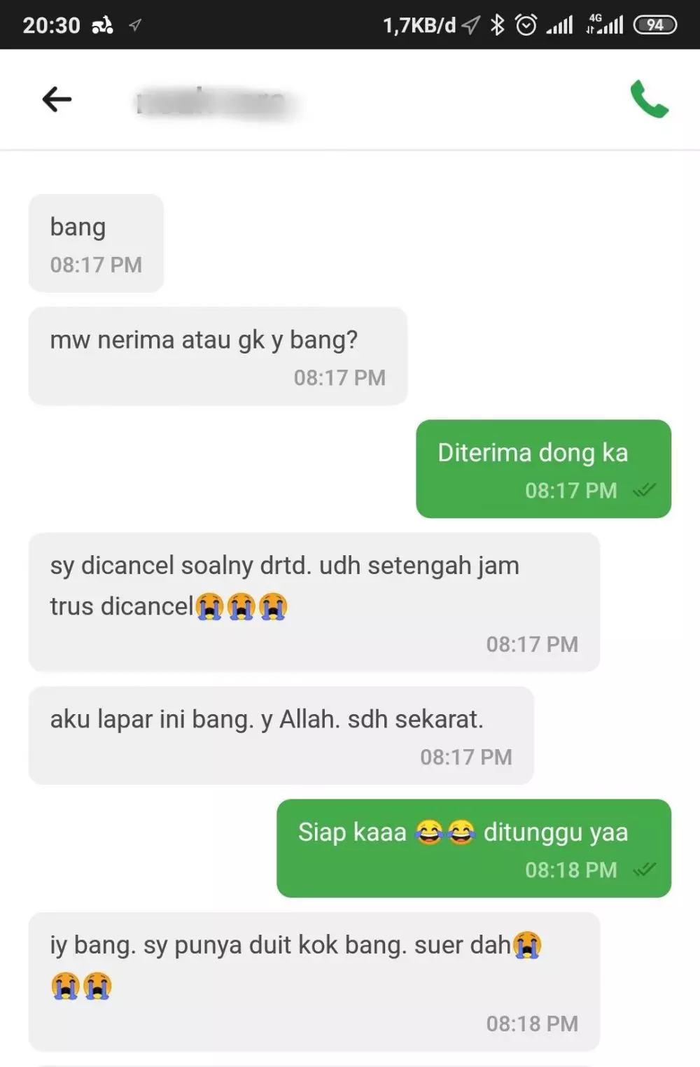 Chat tanya ke pengemudi ojek © Twitter Chat tanya ke pengemudi ojek © Twitter